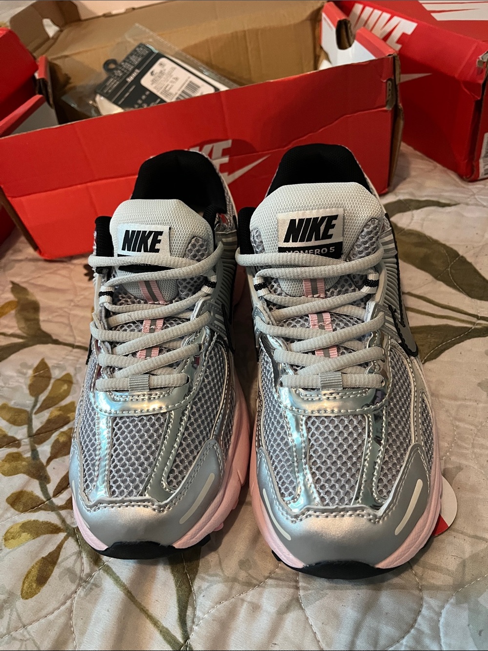 Nike Women's Silver & Pink Athletic Sneakers